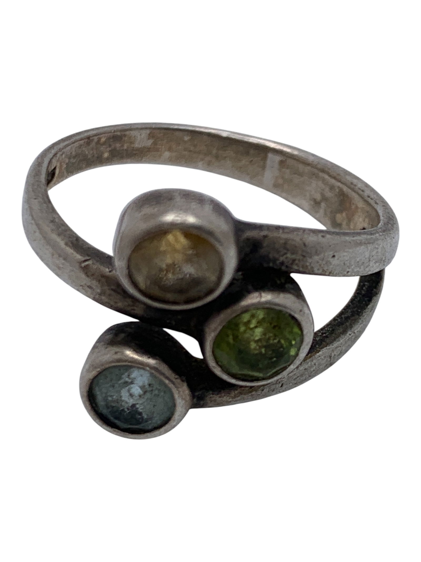 Sterling Silver Ring With Colored Stones - 5