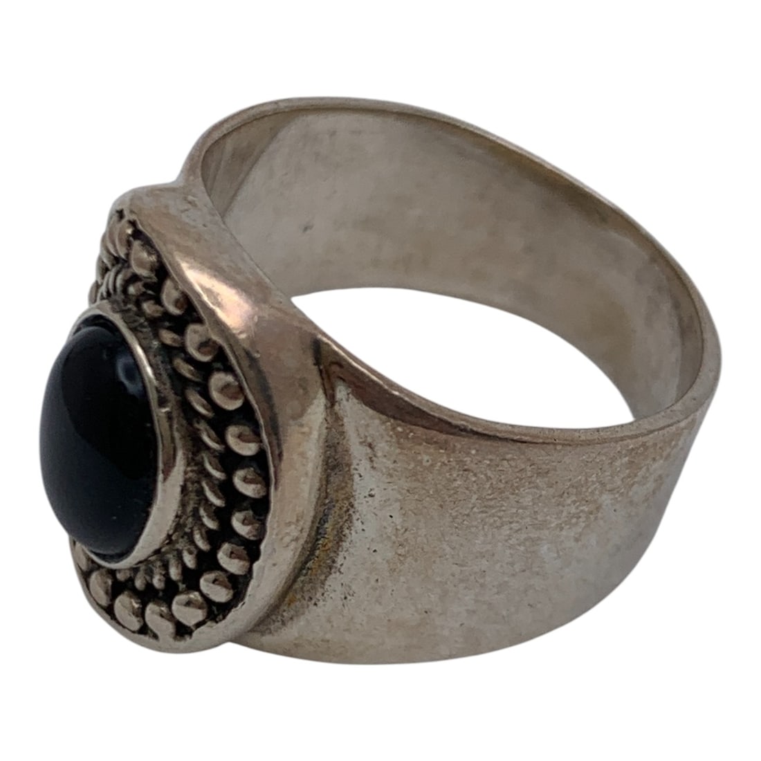 Sterling Silver & Black Stone Ring - 3
