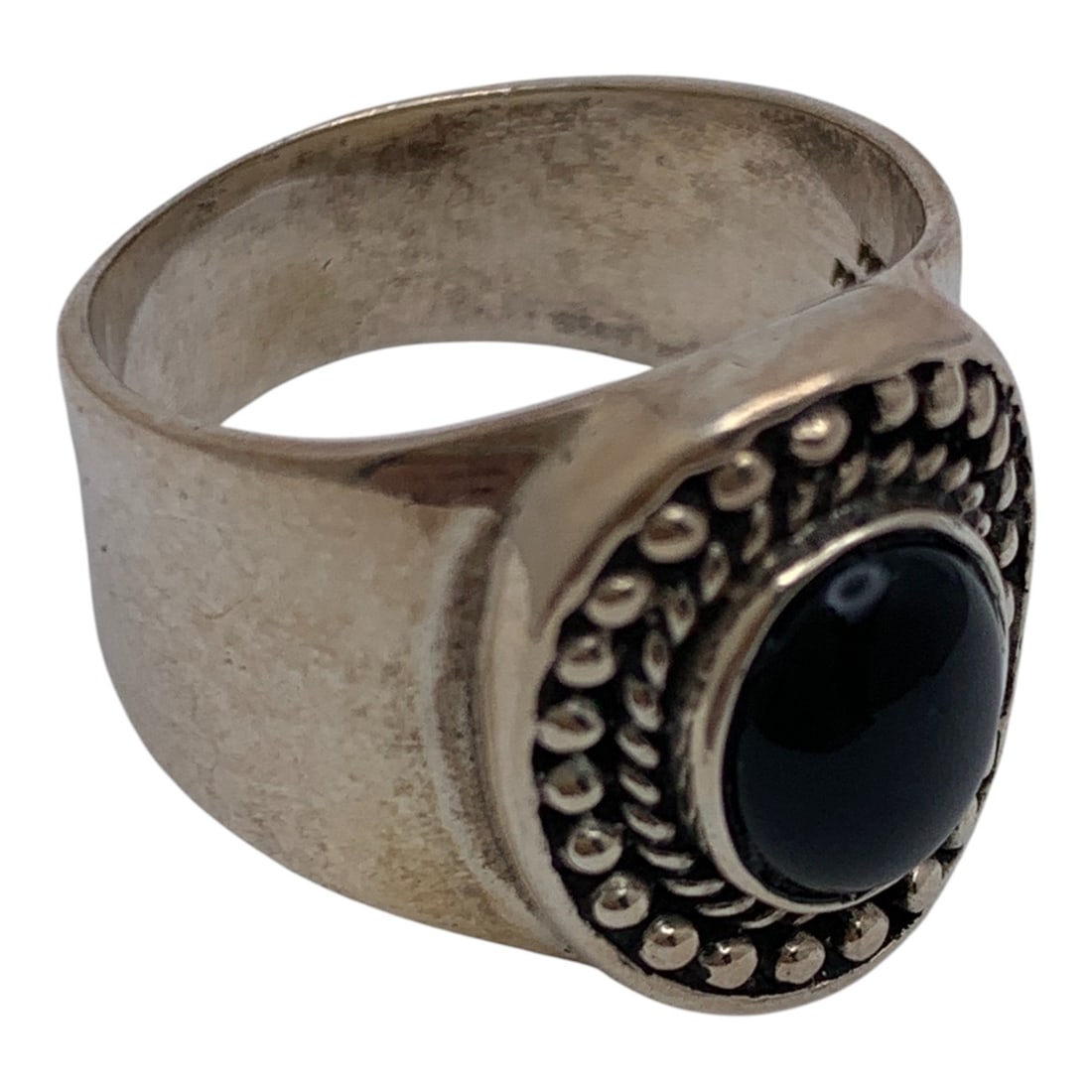 Sterling Silver & Black Stone Ring - 4