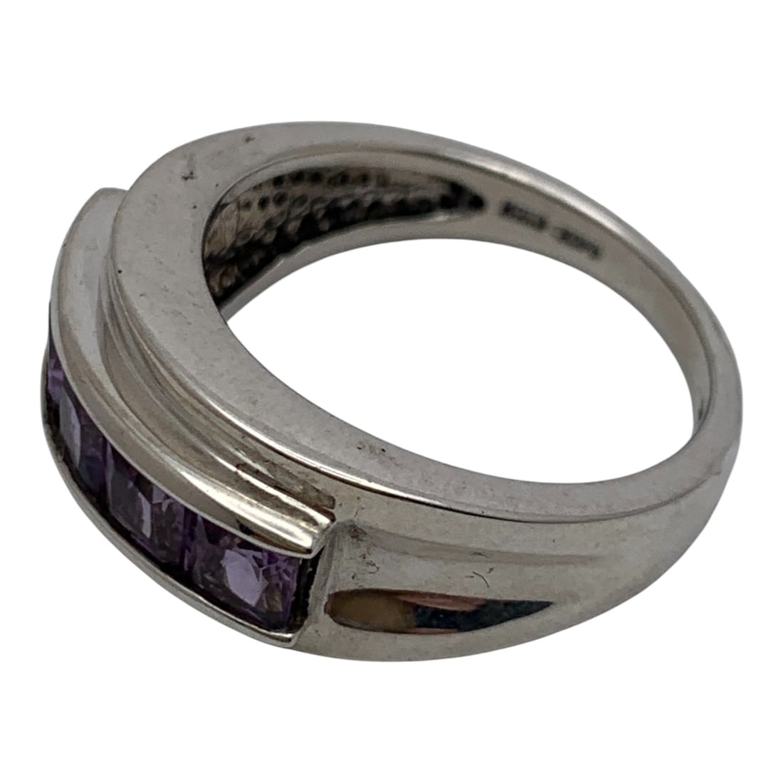 Sterling Silver Ring With Purple Stones - 3