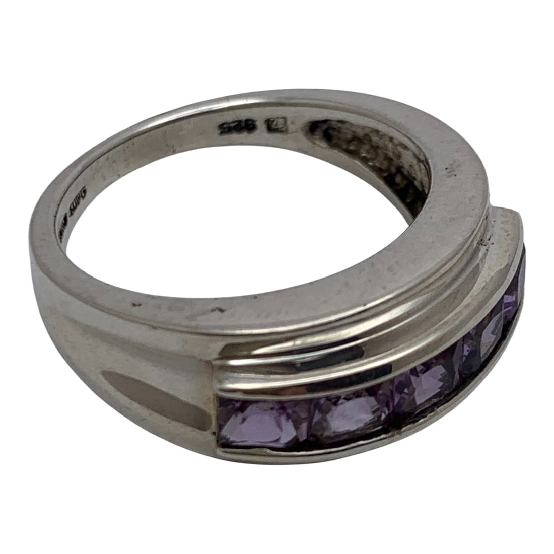 Sterling Silver Ring With Purple Stones - 4