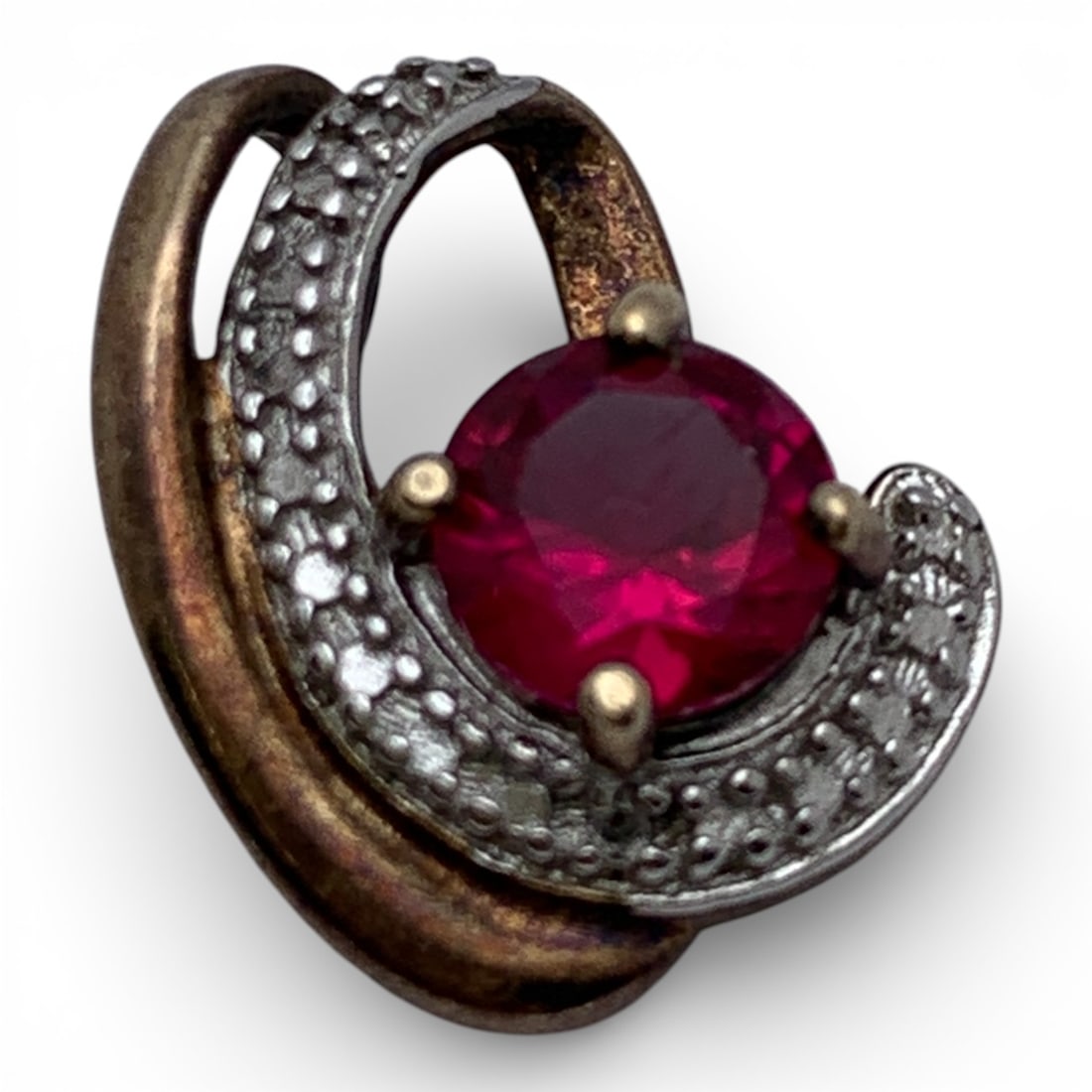 Sterling Silver & Pink Stone Pendant: Marked 925 - 5/8" Long - 1.6 Grams