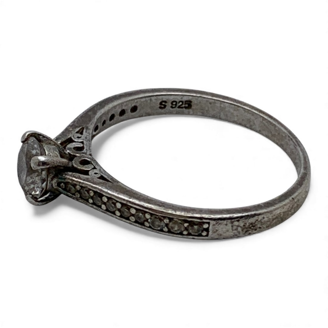 Sterling Silver Ring With Clear Stones - 3