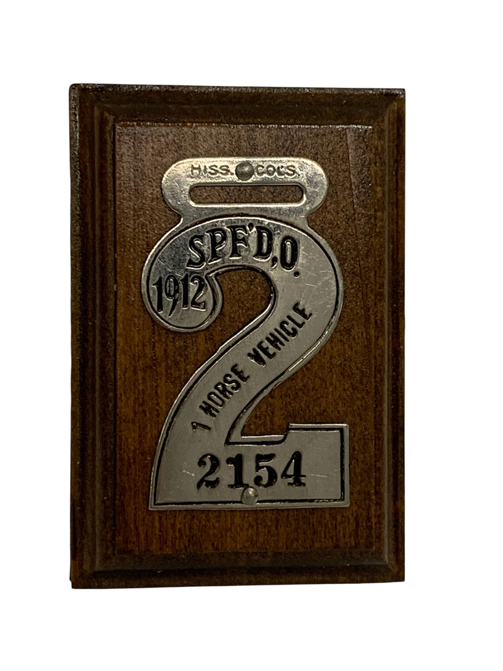 Vintage 1912 1 Horse Vehicle License Plate: Springfield Ohio, 2154 - 3 3/4" Long