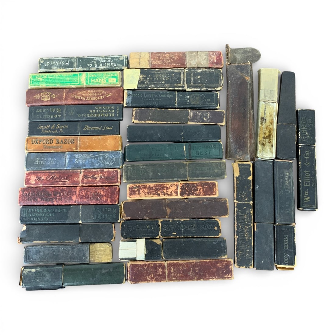 Large Group Of Empty Vintage Straight Razor Boxes: See Photos