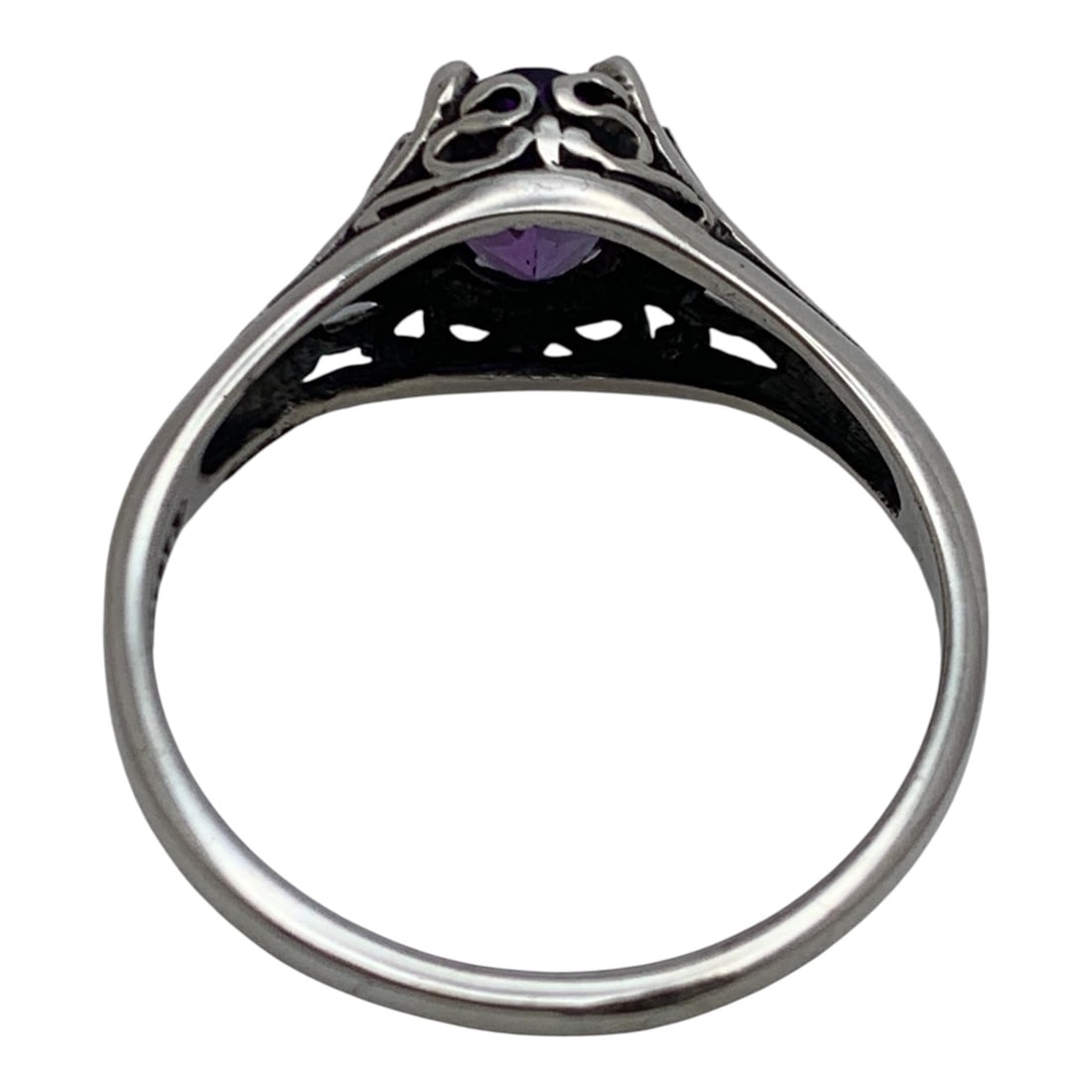 Sterling Silver & Purple Stone Ring - 2
