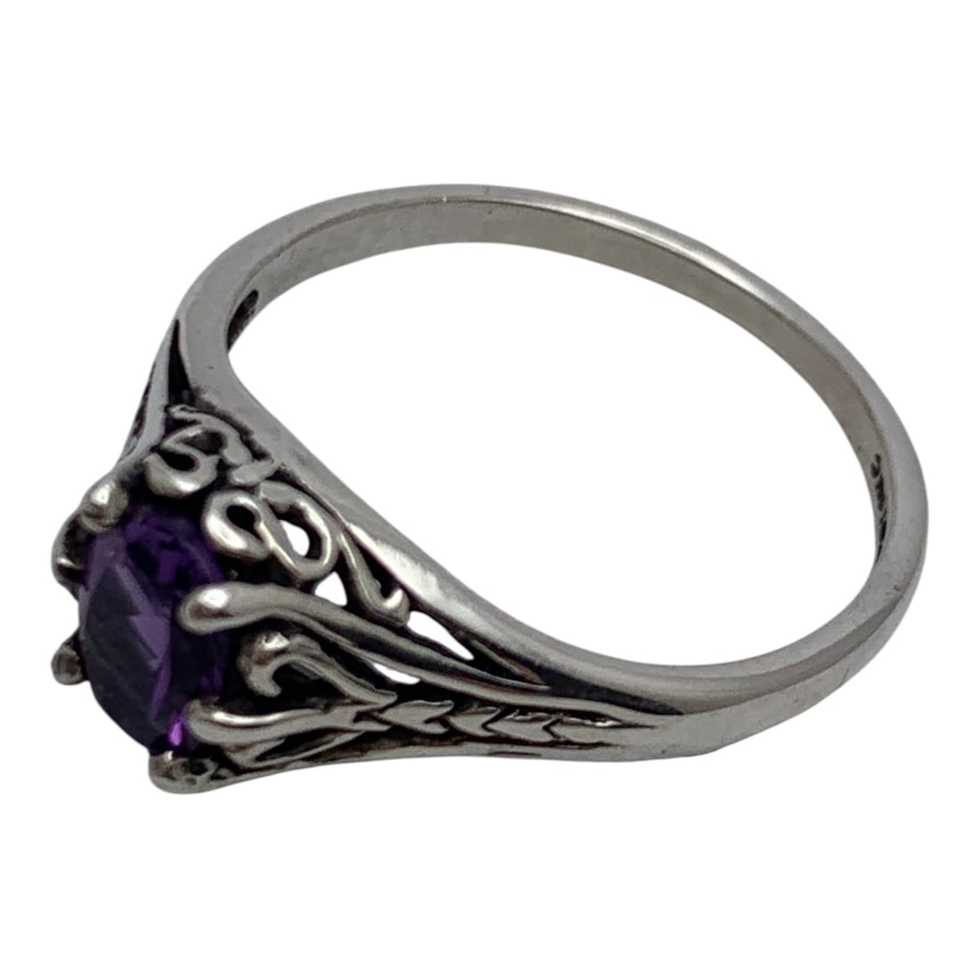 Sterling Silver & Purple Stone Ring - 3