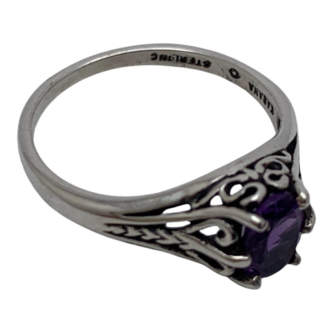 Sterling Silver & Purple Stone Ring - 4