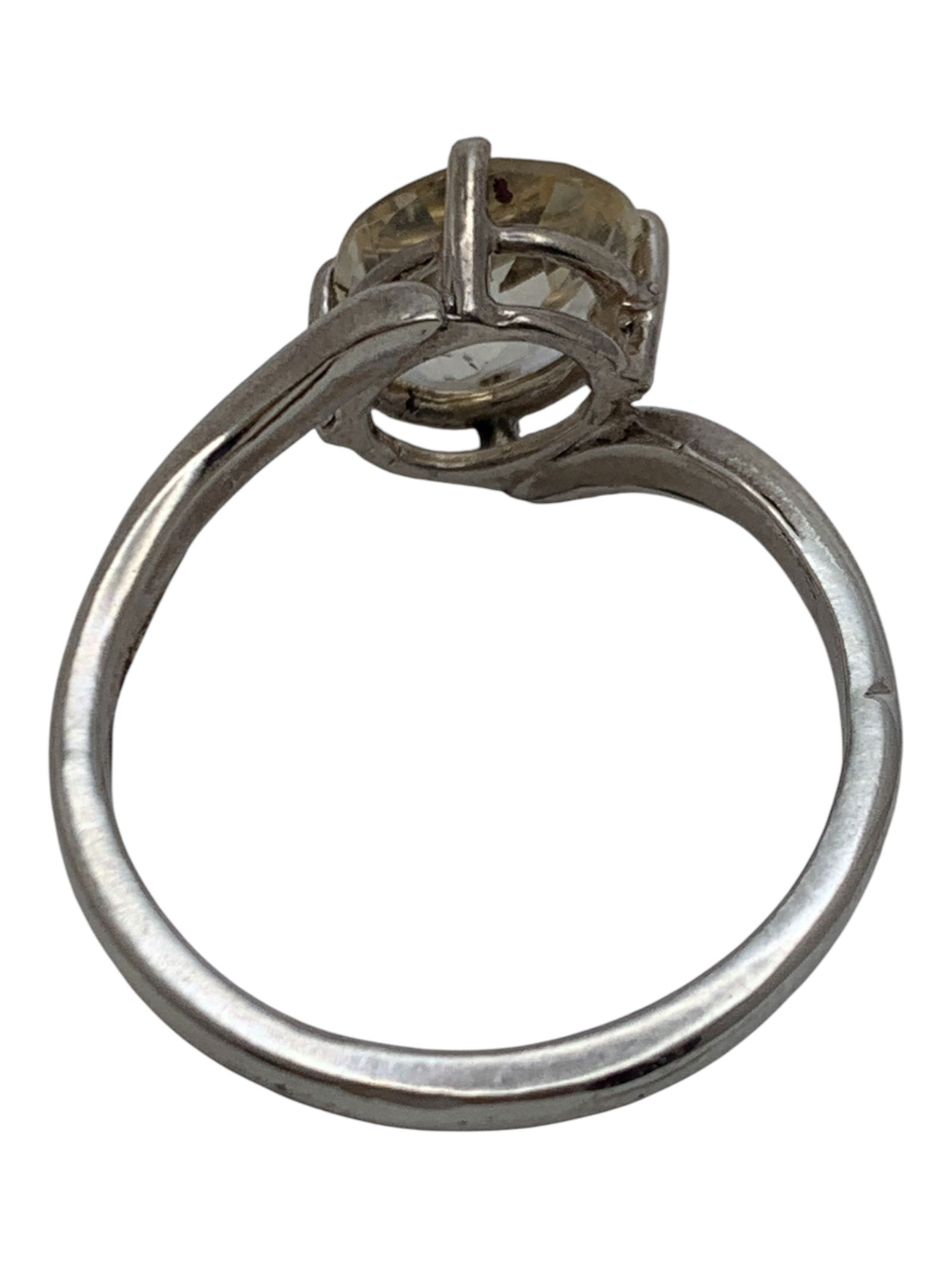 Sterling Silver & Yellow Stone Ring - 2