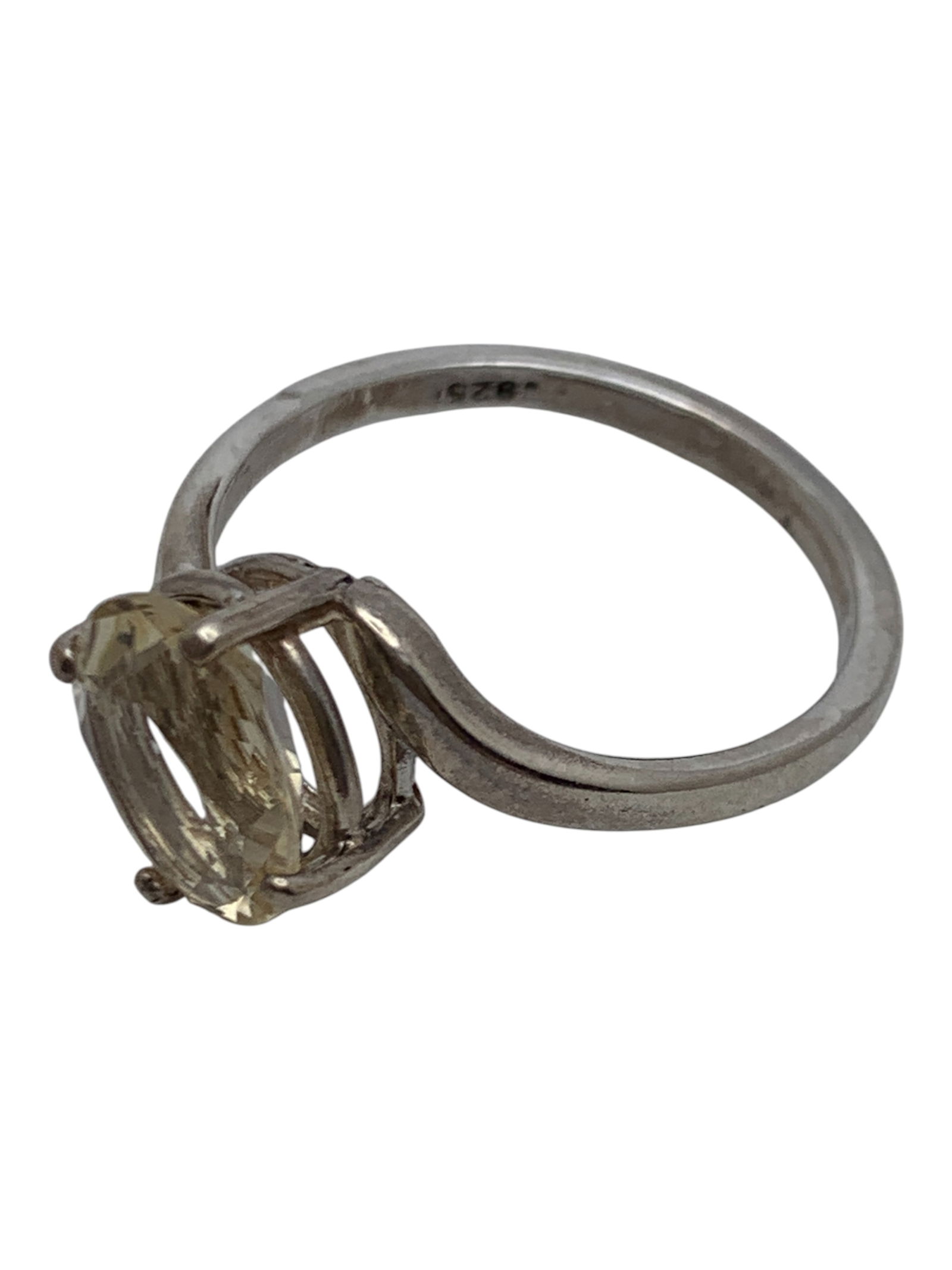 Sterling Silver & Yellow Stone Ring - 3