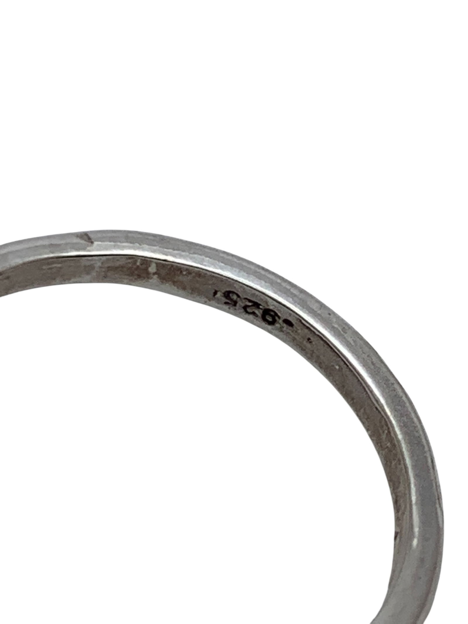 Sterling Silver & Yellow Stone Ring - 6