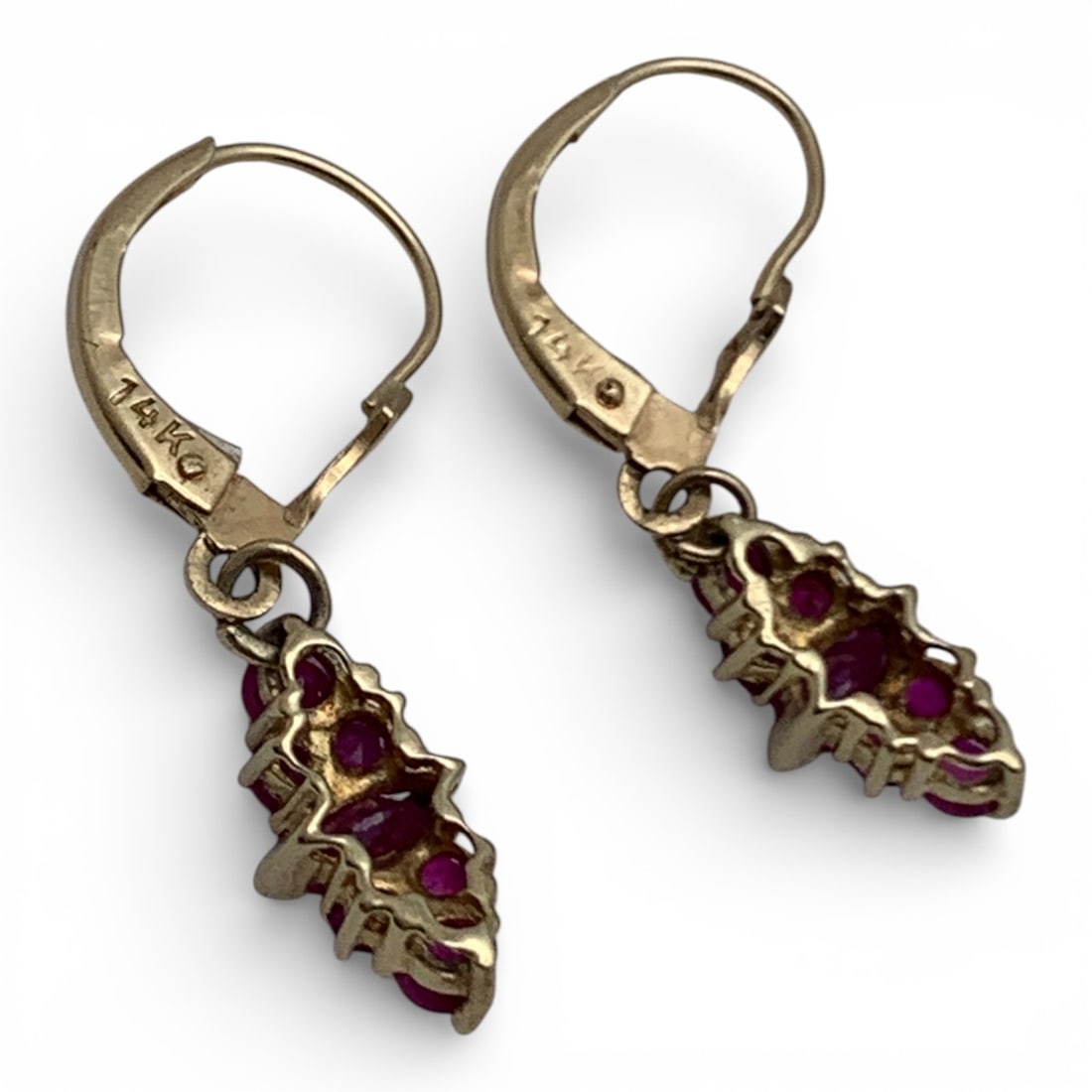 14k Yellow Gold & Ruby Earrings - 2