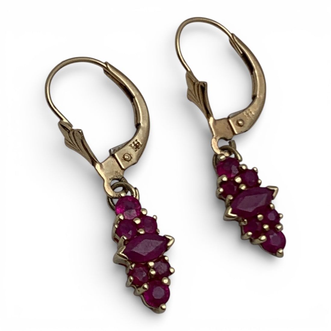 14k Yellow Gold & Ruby Earrings - 3