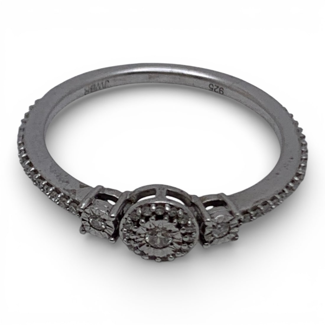 Sterling Silver Ring With Clear Stones - 5