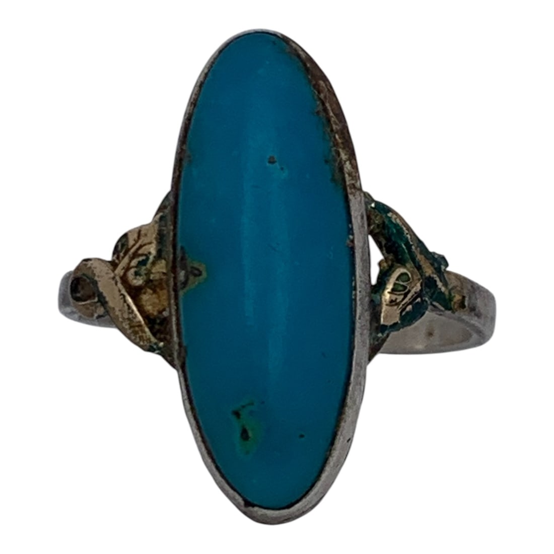 Sterling & 10k Gold Filled Ring With Blue Stone: Marked Sterling 10k G.f. - Size 9 - 3.6 Grams