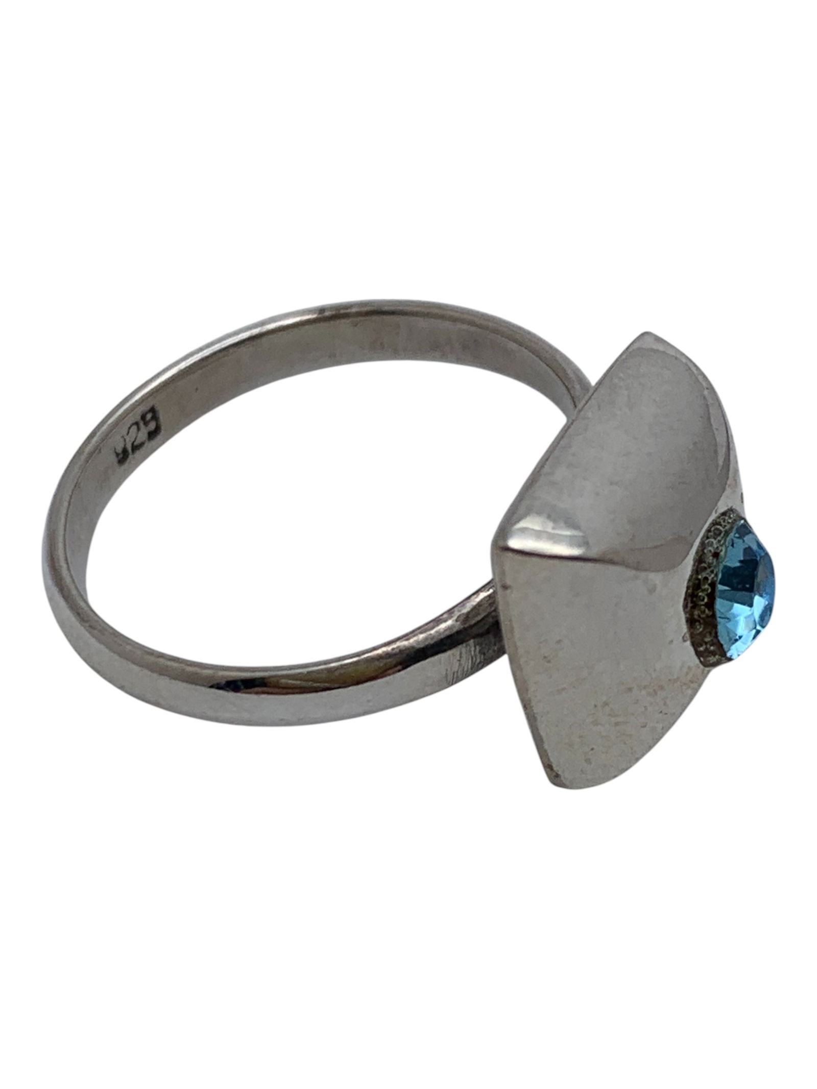 Sterling Silver & Blue Stone Ring - 4