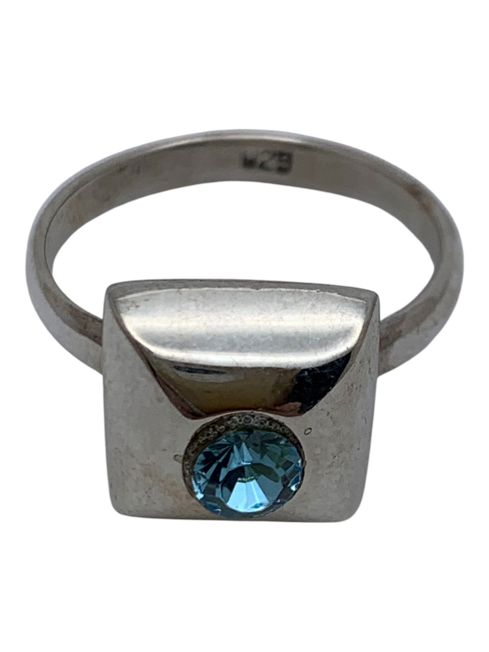 Sterling Silver & Blue Stone Ring - 5