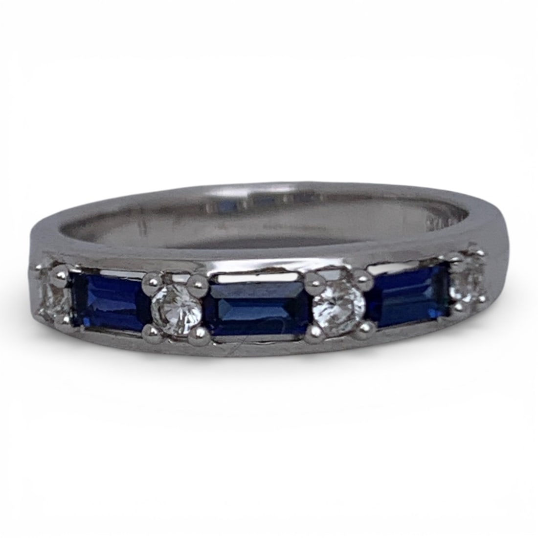 Sterling Silver Ring With Blue & Clear Stones (1 of 6)