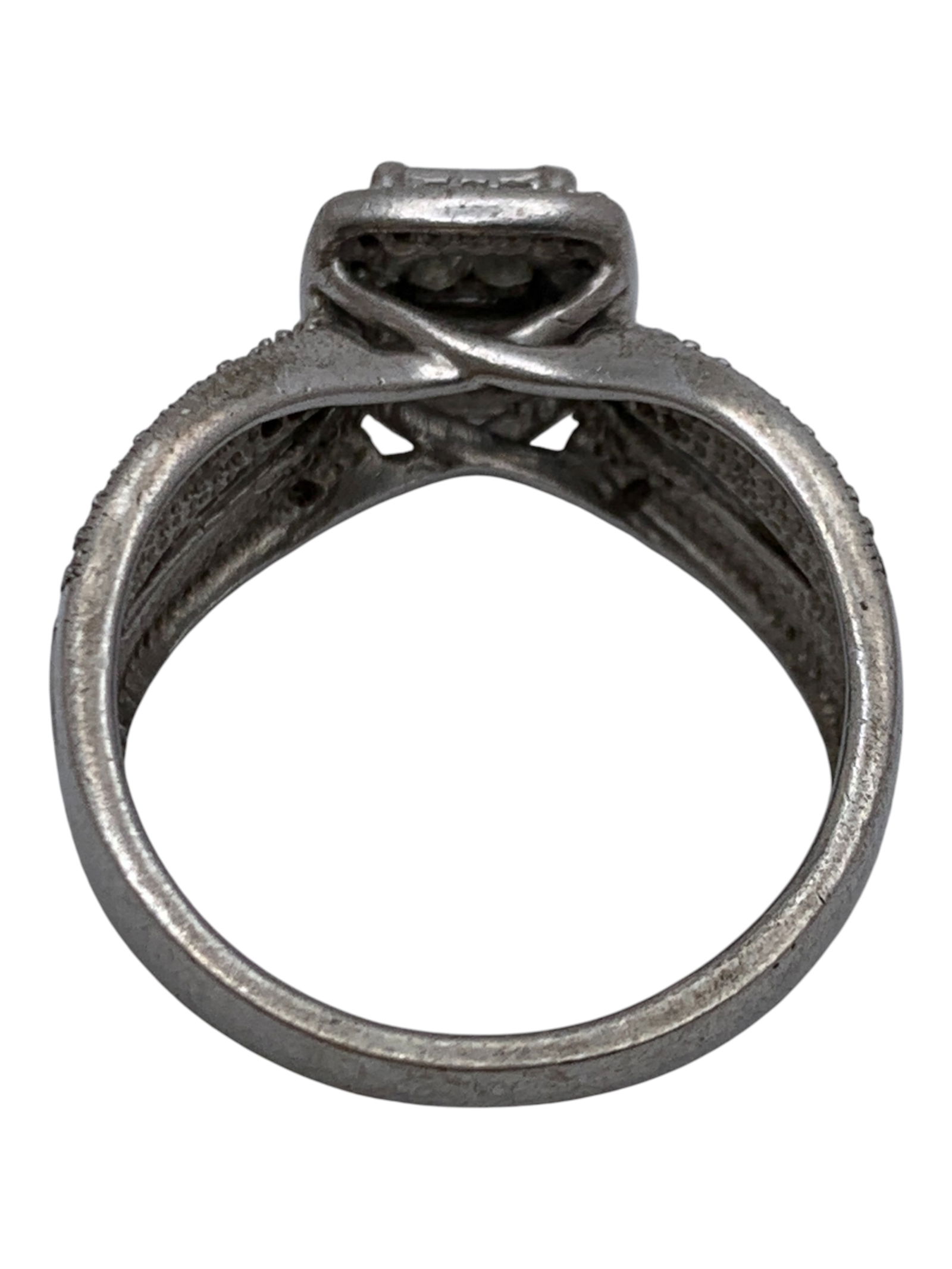 Sterling Silver Ring With Clear Stones - 2