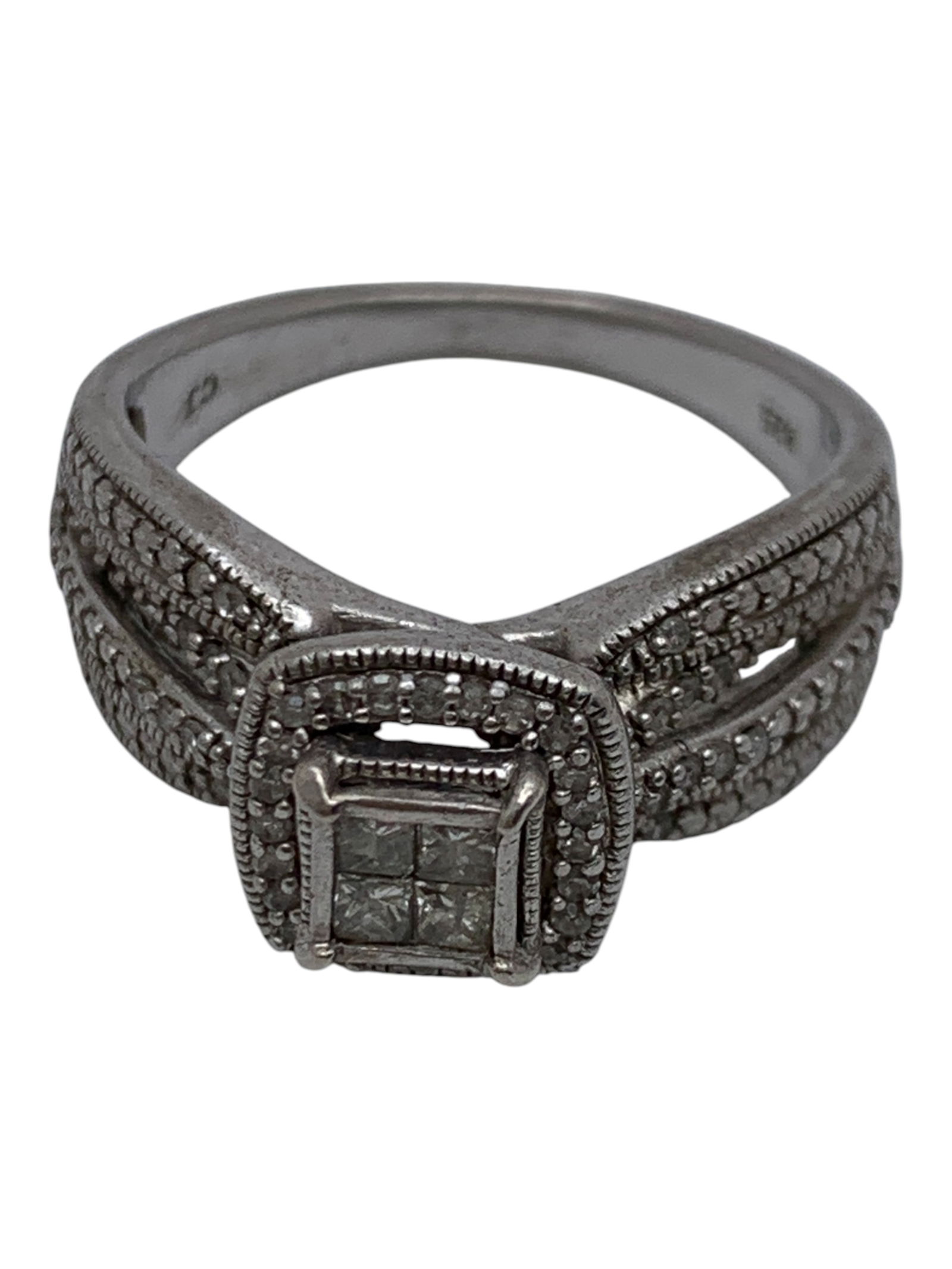 Sterling Silver Ring With Clear Stones - 5