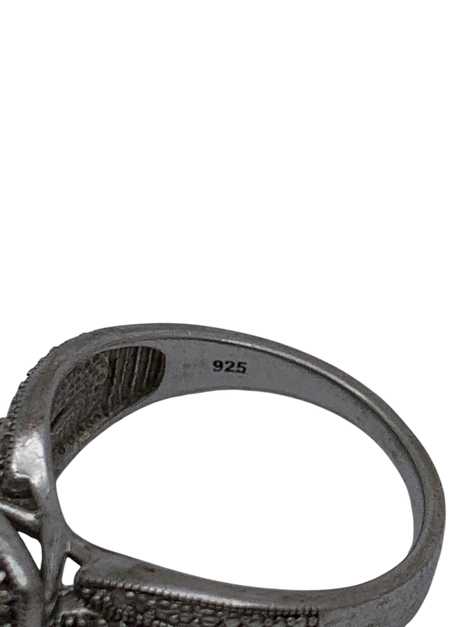 Sterling Silver Ring With Clear Stones - 6