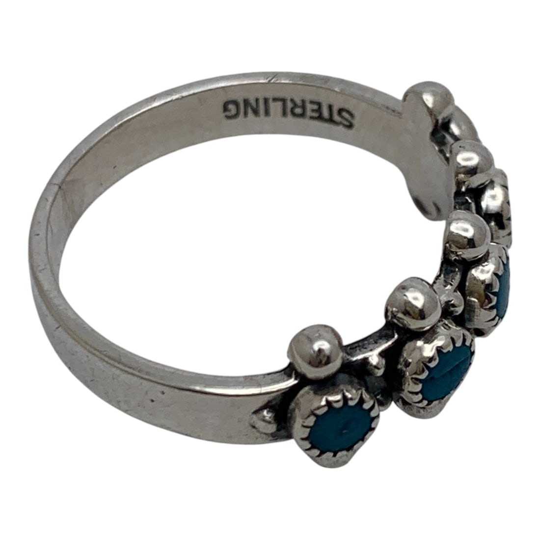 Sterling Silver & Blue Stone Ring - 4