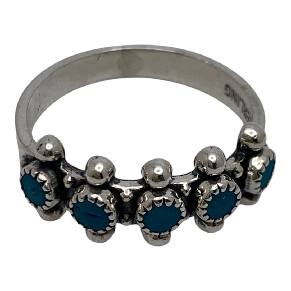 Sterling Silver & Blue Stone Ring - 5