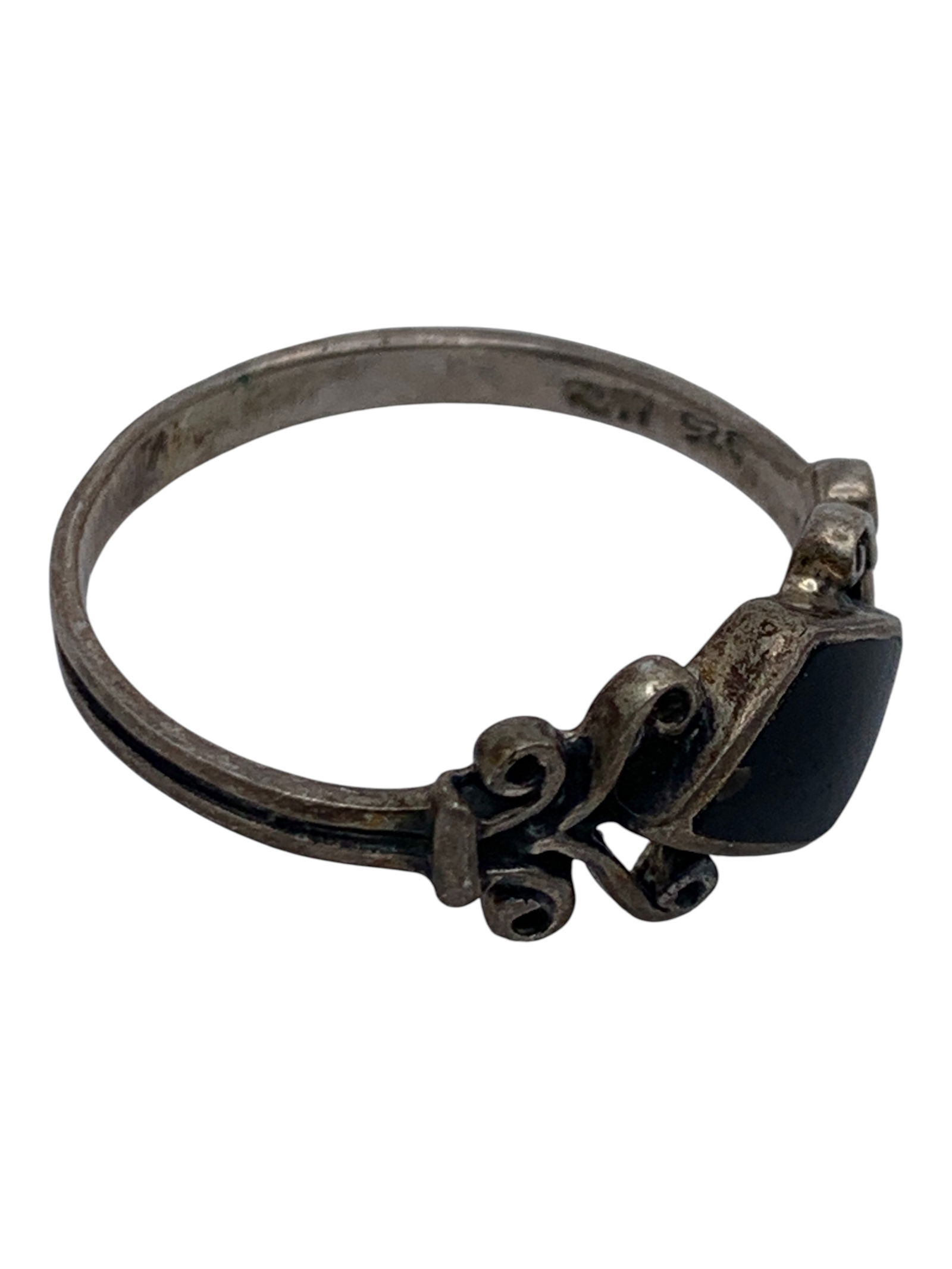 Sterling Silver & Black Stone Ring - 4