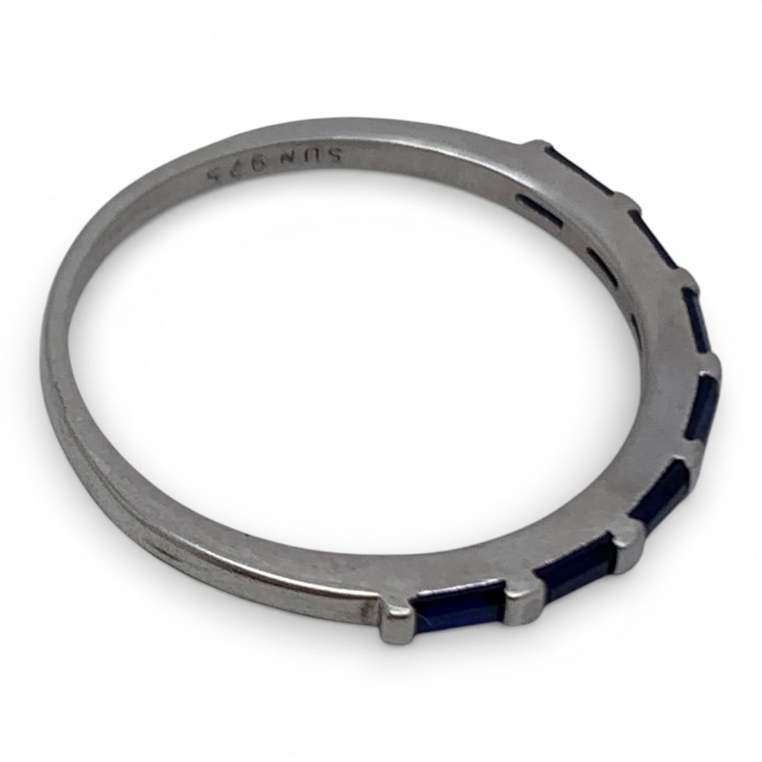 Sterling Silver Ring With Blue Stones - 4