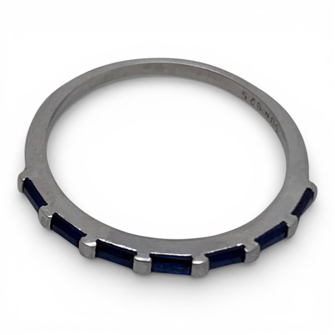 Sterling Silver Ring With Blue Stones - 5