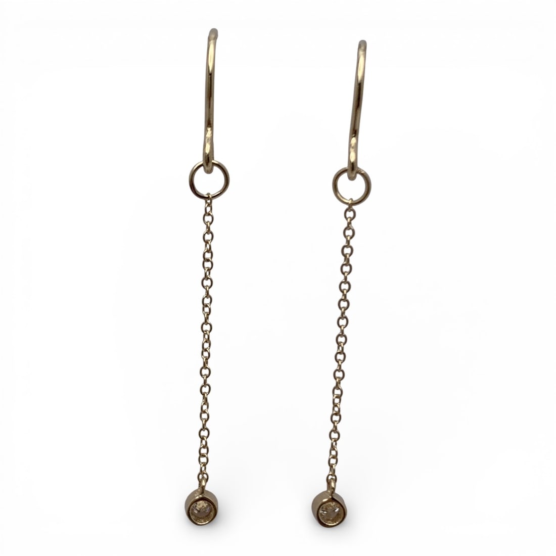 14k Yellow Gold Earrings: Marked 14k - 1 3/8" Long - 0.4 DwtGemstones Tested With Presidium Gem Tester Il - Berners Does Not Guarantee Authenticity Of Gemstones