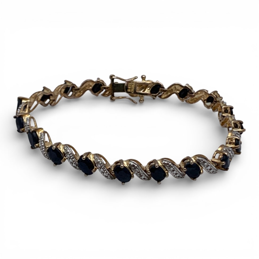 Sterling Gold Tone Bracelet With Sapphires (1 of 4)