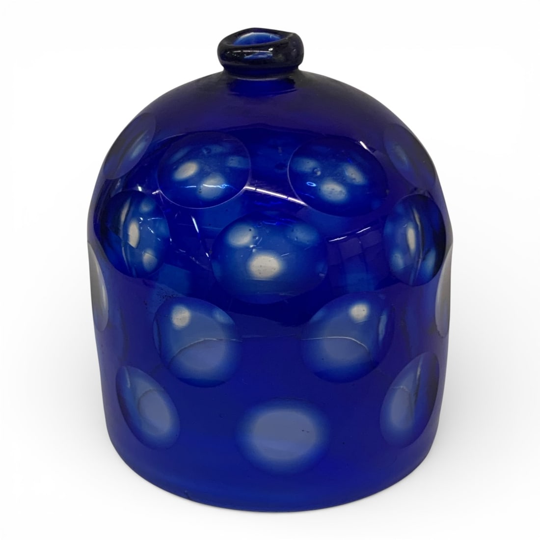 Vintage Cobalt Blue Glass Coin Dot Lamp Shade: 5 1/4" Tall - 4 1/2" Bottom Diameter
