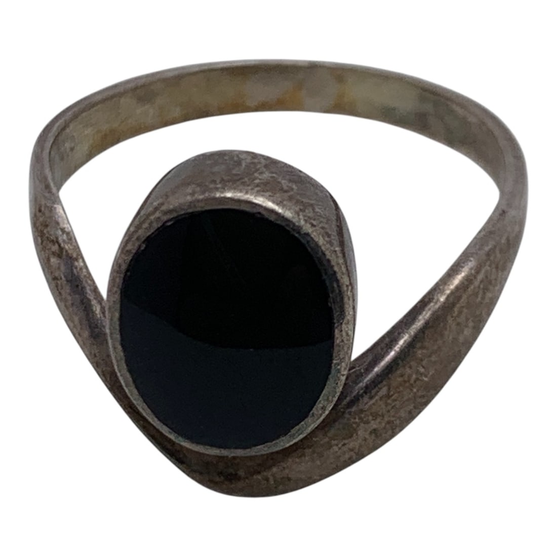 Sterling Silver & Black Stone Ring - 5