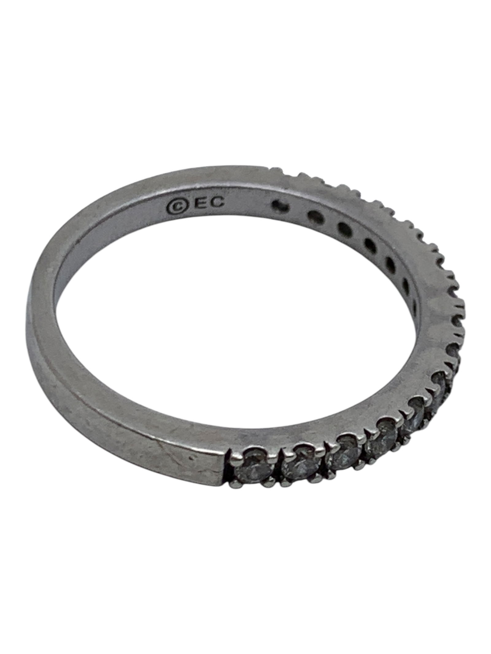 Sterling Silver Ring With Clear Stones - 4