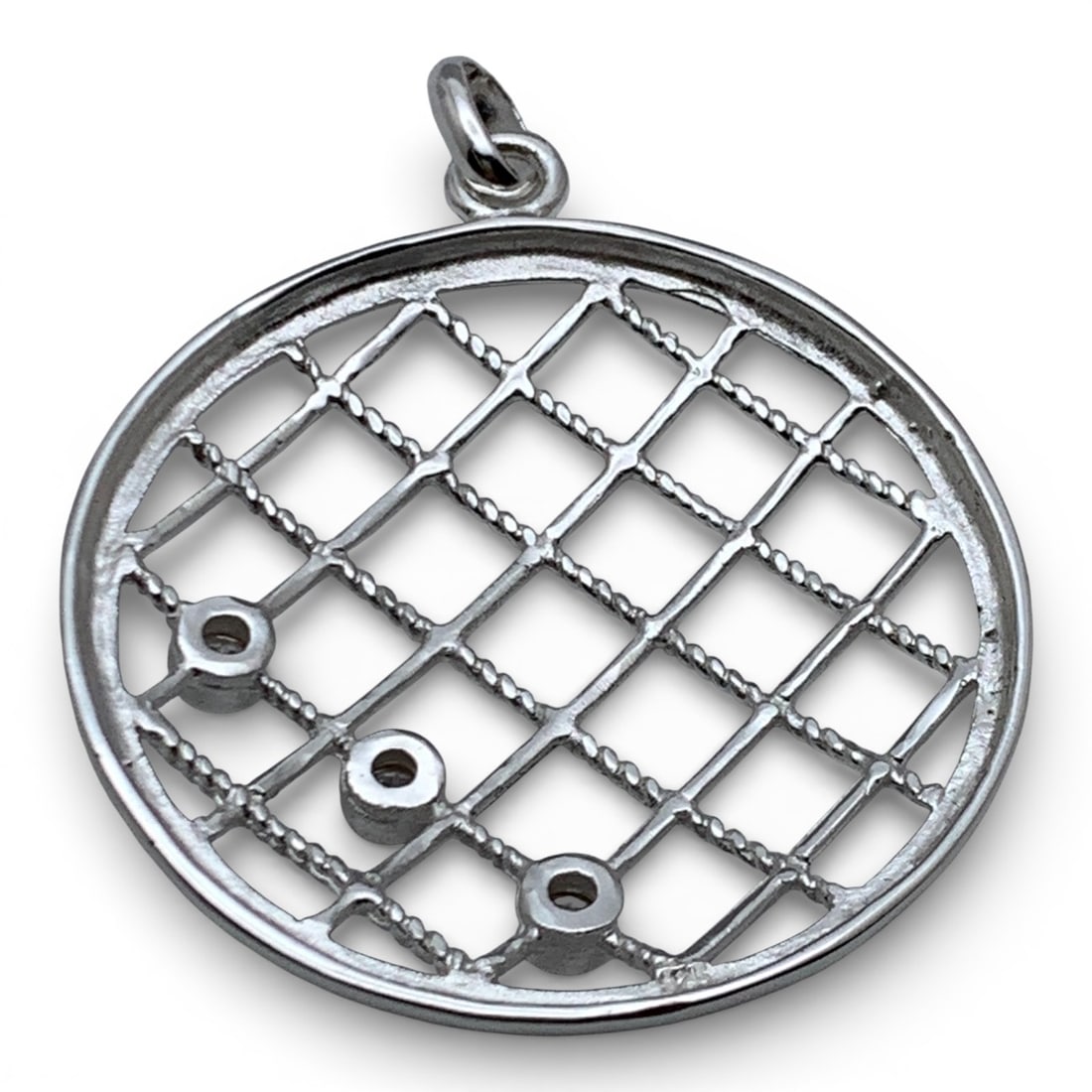 Sterling Silver Pendant With Clear Stones: Marked 925 - 2" Long - 6.3 Grams