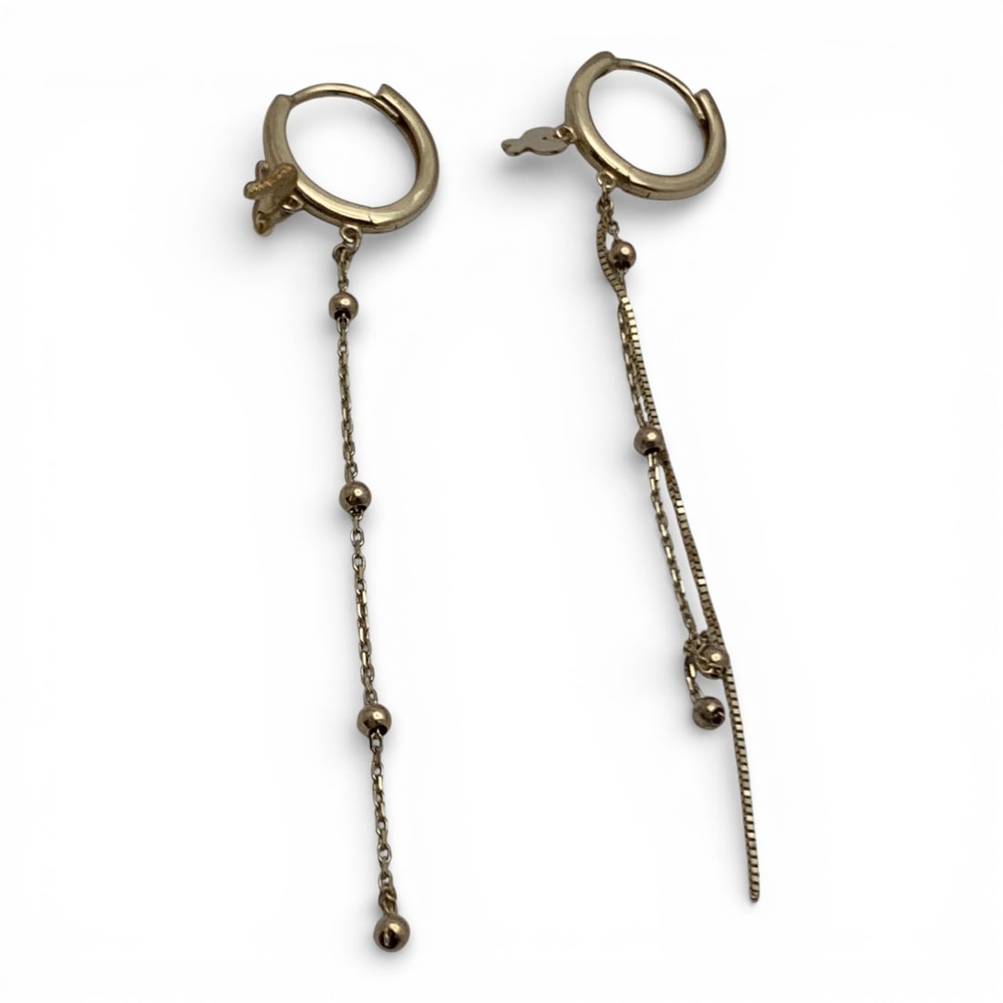 14k Yellow Gold Earrings: Tests 14k - 2 3/8" Long - 1.1 DwtGemstones Tested With Presidium Gem Tester Il - Berners Does Not Guarantee Authenticity Of Gemstones