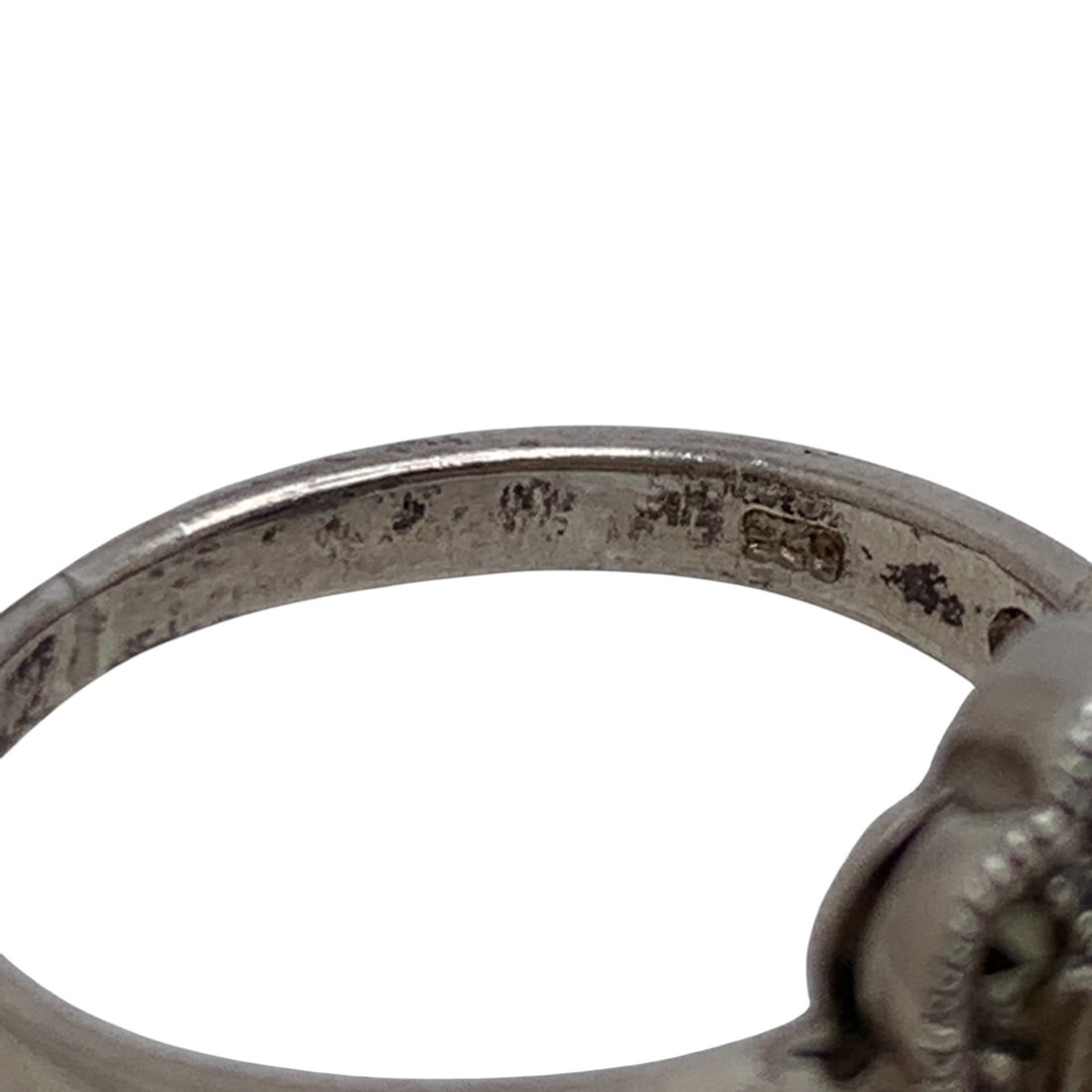 Sterling Marcasite & Black Stone Ring - 6