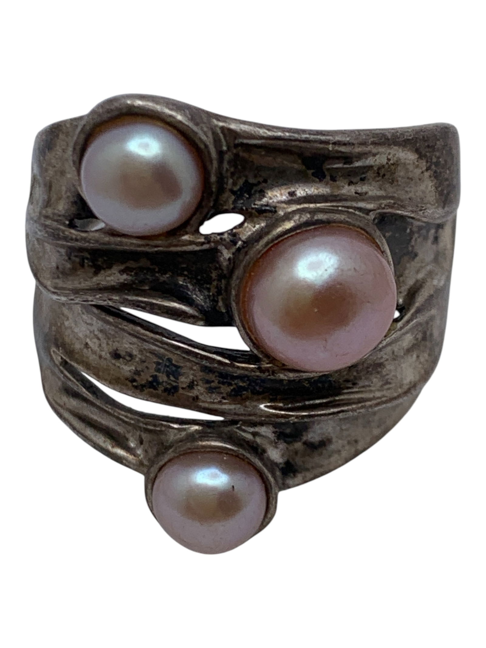 Sterling Silver & Pearl Ring - 5