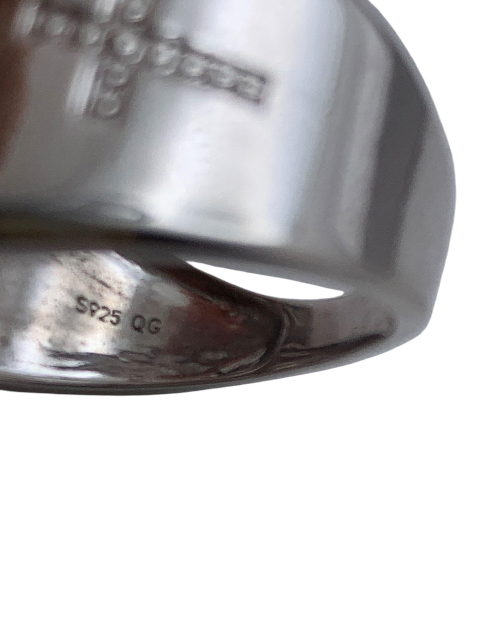 Sterling Silver Cross Ring With Clear Stones - 6