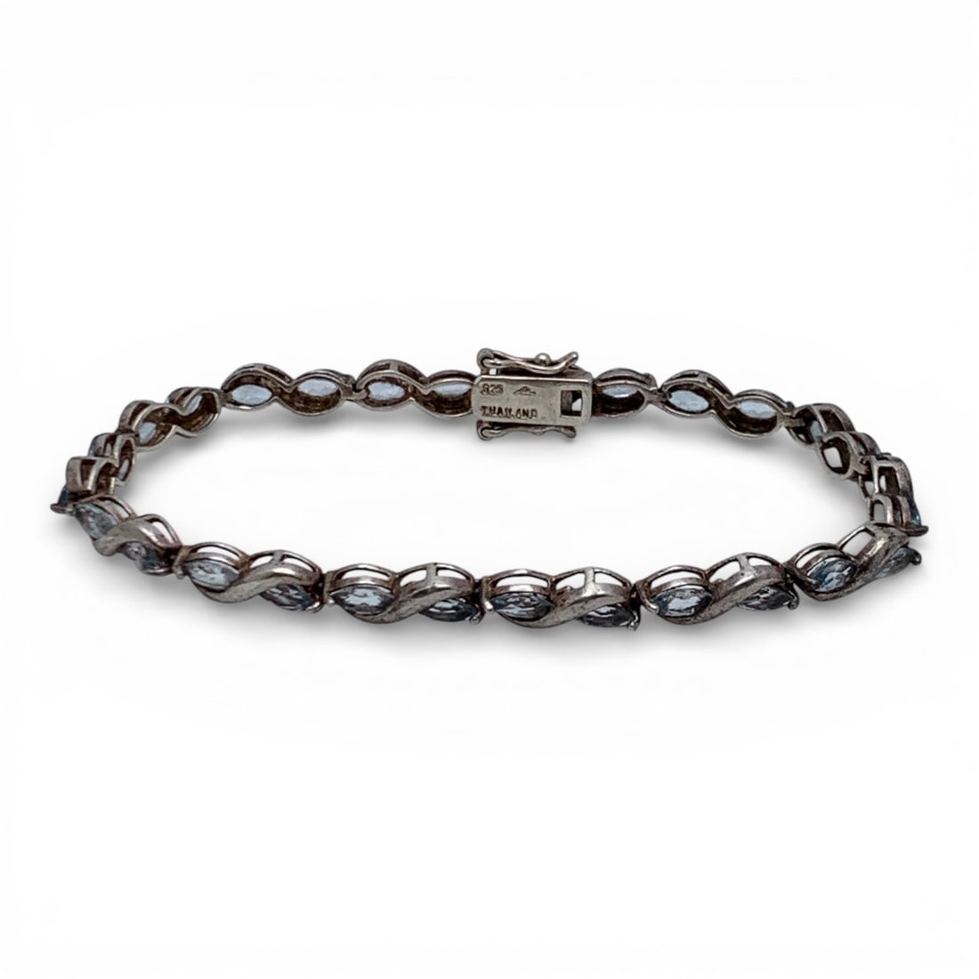 Sterling Silver & Blue Stone Bracelet (1 of 5)