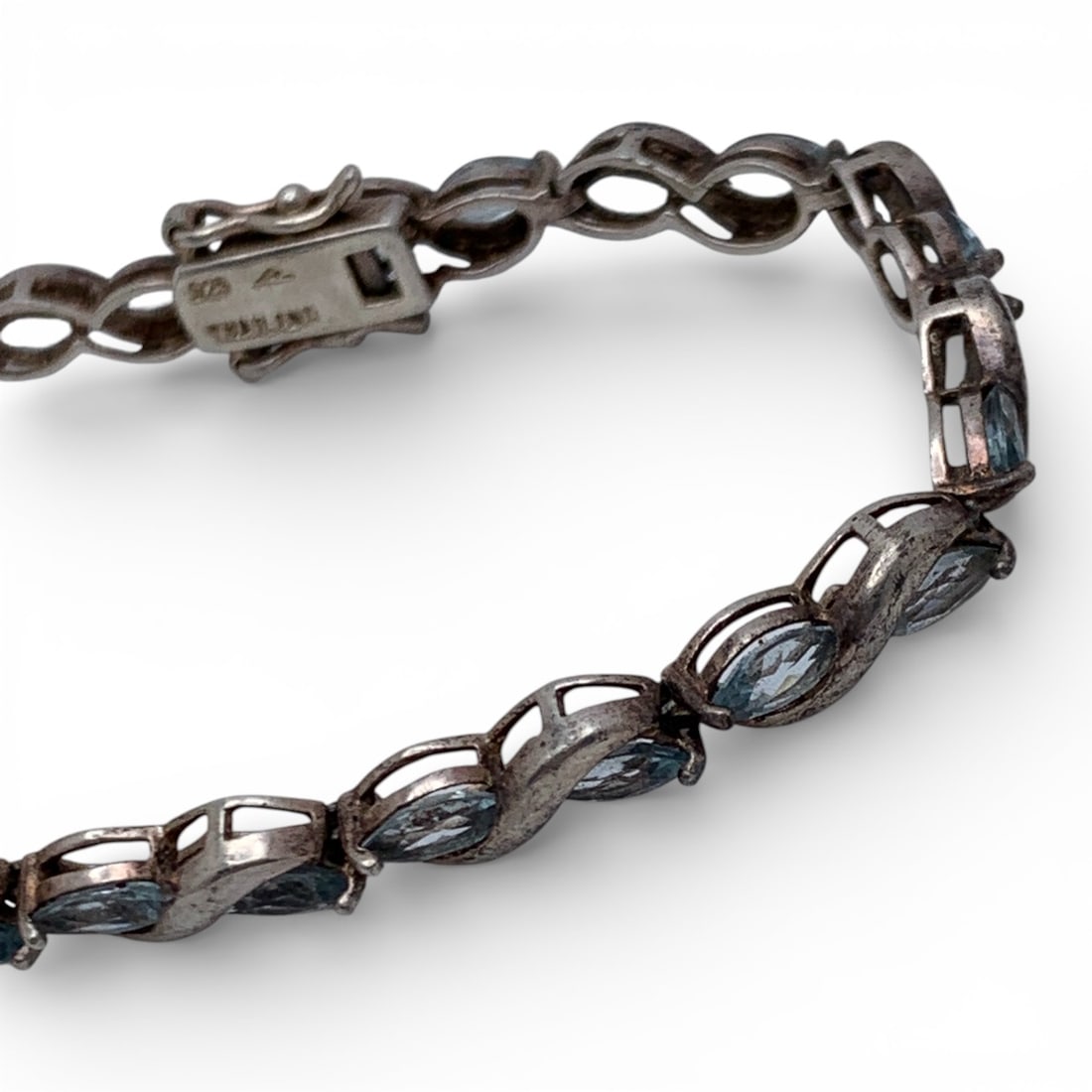 Sterling Silver & Blue Stone Bracelet - 3