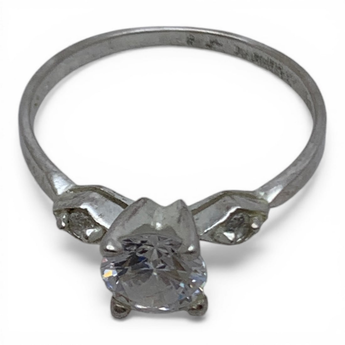 Sterling Silver Ring With Clear Stones - 5