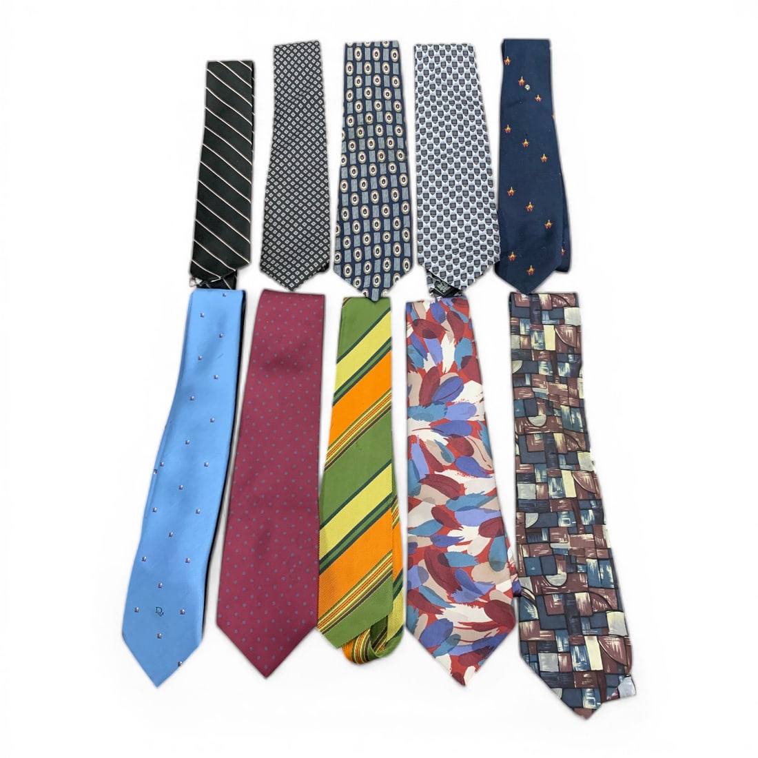 Group Of 10 Ties Including 1 Christian Dior Tie (1 of 2)