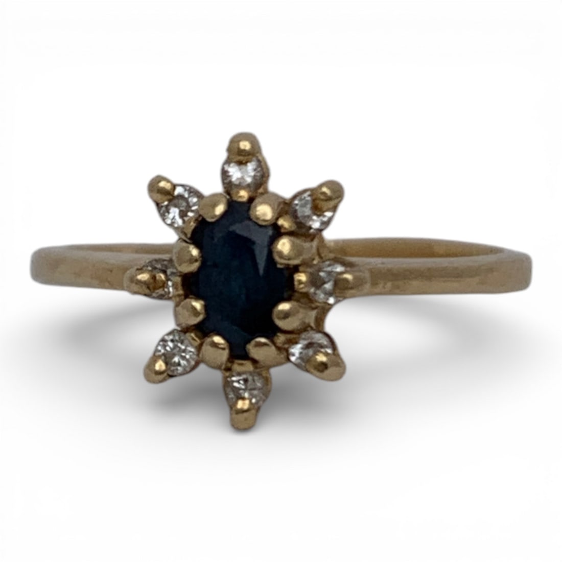 14k Yellow Gold Diamond & Sapphire Ring: Marked 14k - Size 5 - 1.3 DwtGemstones Tested With Presidium Gem Tester Il - Berners Does Not Guarantee Authenticity Of Gemstones