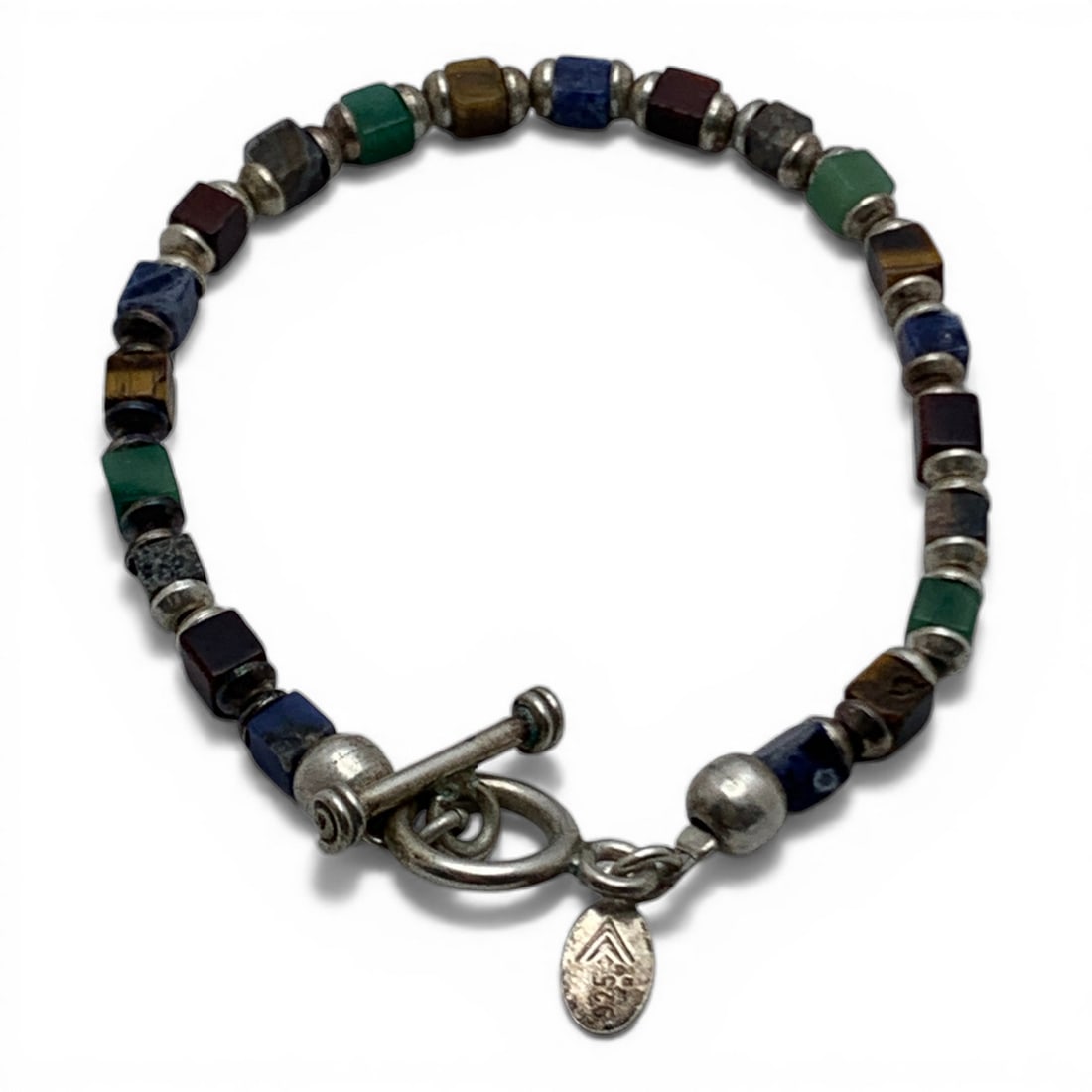 Sterling Silver Bracelet With Stones: Marked 925 - 7 7/8" Long - 11.0 Grams