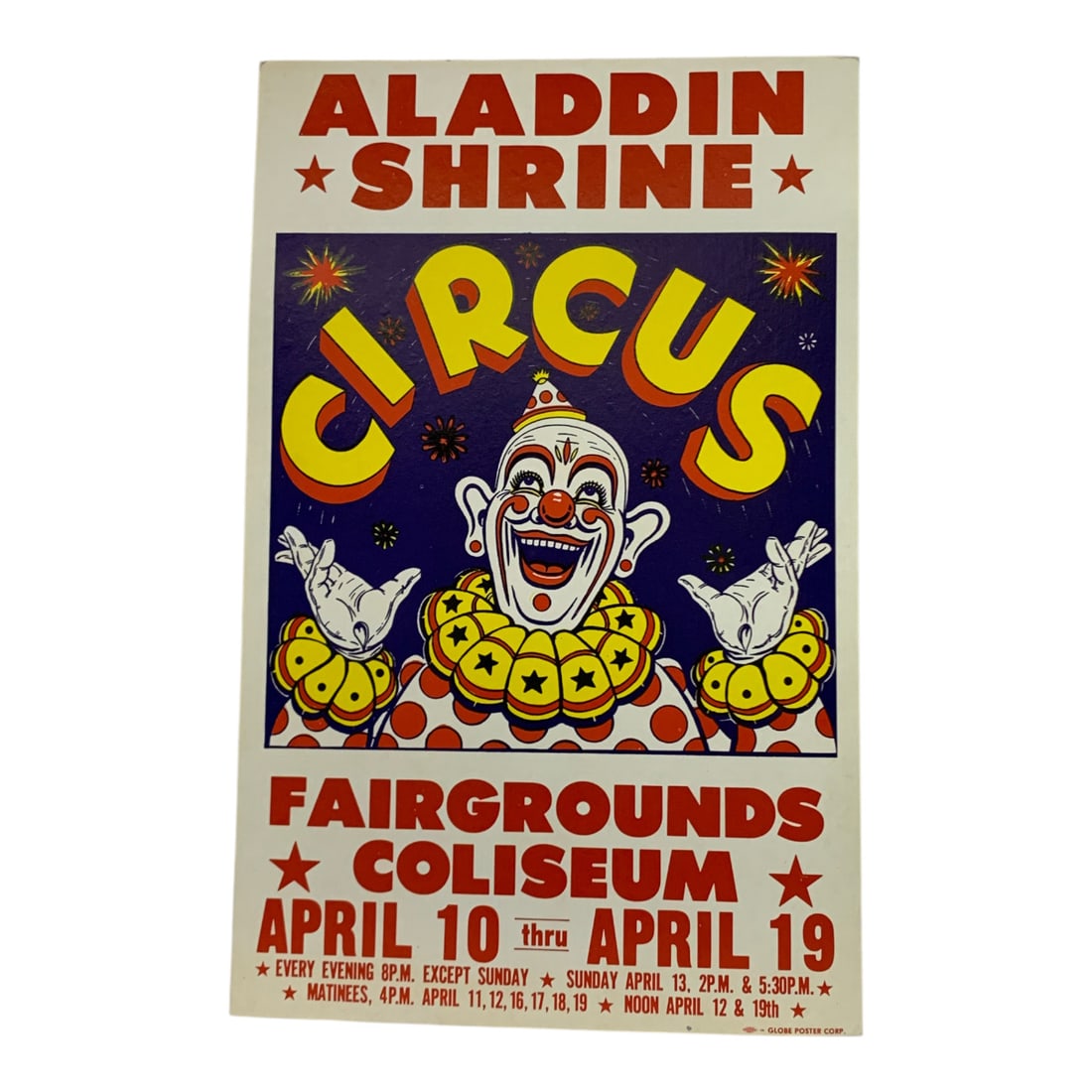 Vintage 1980 Aladdin Shrine Circus Poster: 22" X 14"Poster Shows Wear