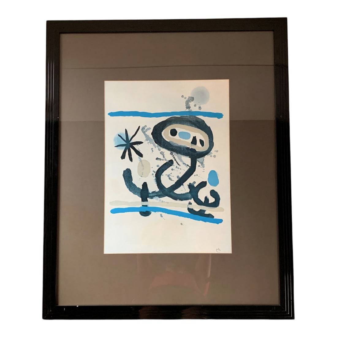 Large Framed Print, Abstract Blue: Framed And Under Glass: 44" X 36".