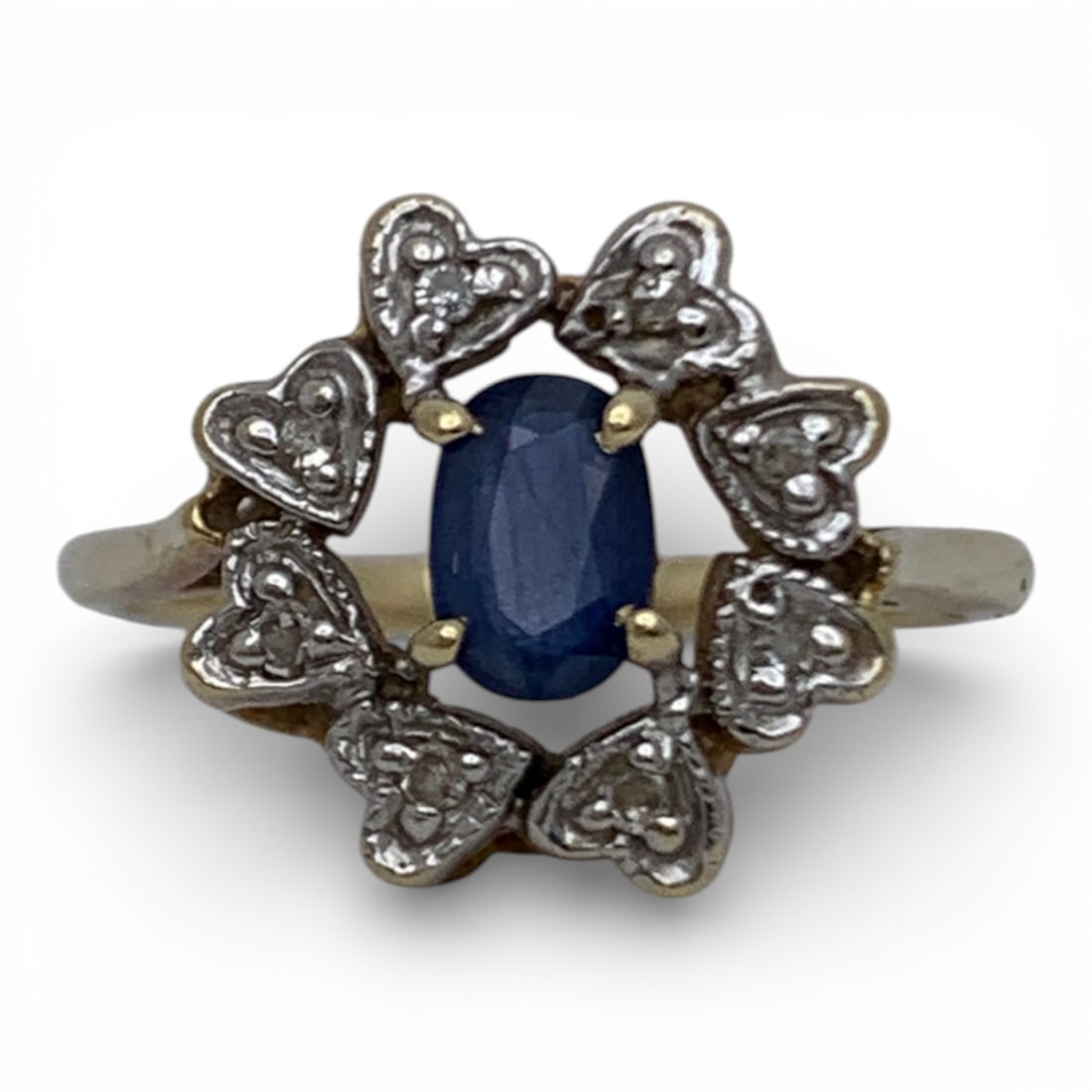 14k Yellow Gold Diamond & Sapphire Ring (1 of 6)