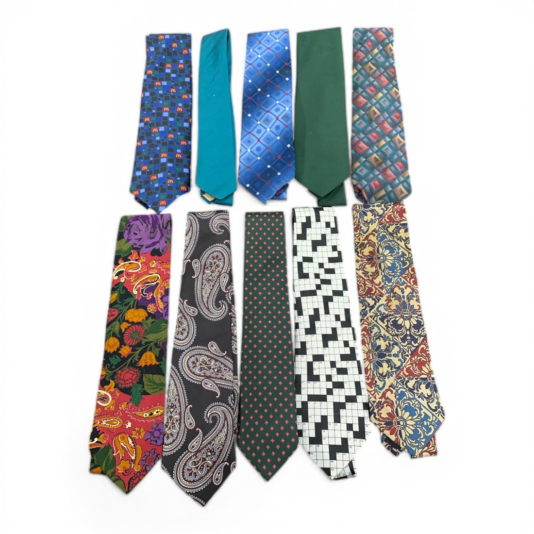 Group Of 10 Designer Ties Includes 1 Mcdonalds Tie: Includes Corner Stone, Bonjour & Haband